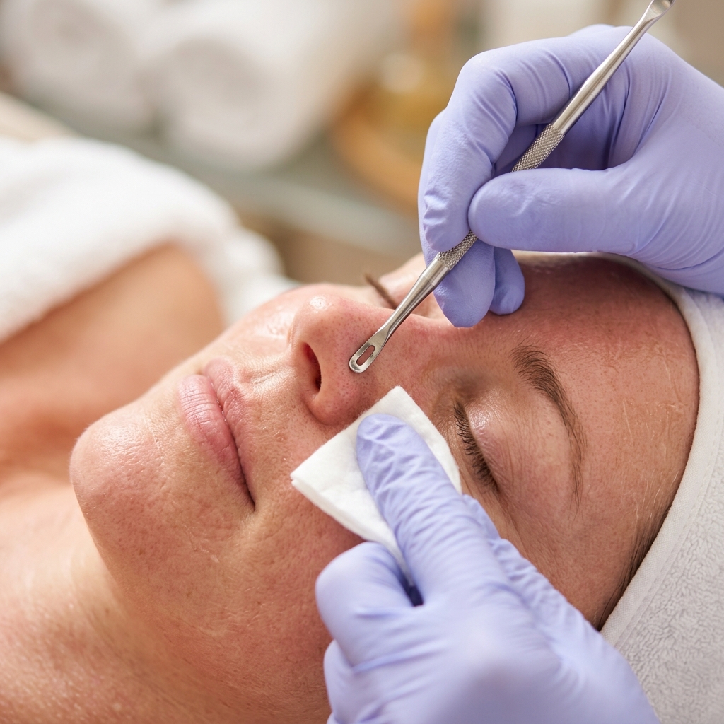 Limpeza de Pele Profunda no Tu Espacio - esteticista realizando extração facial